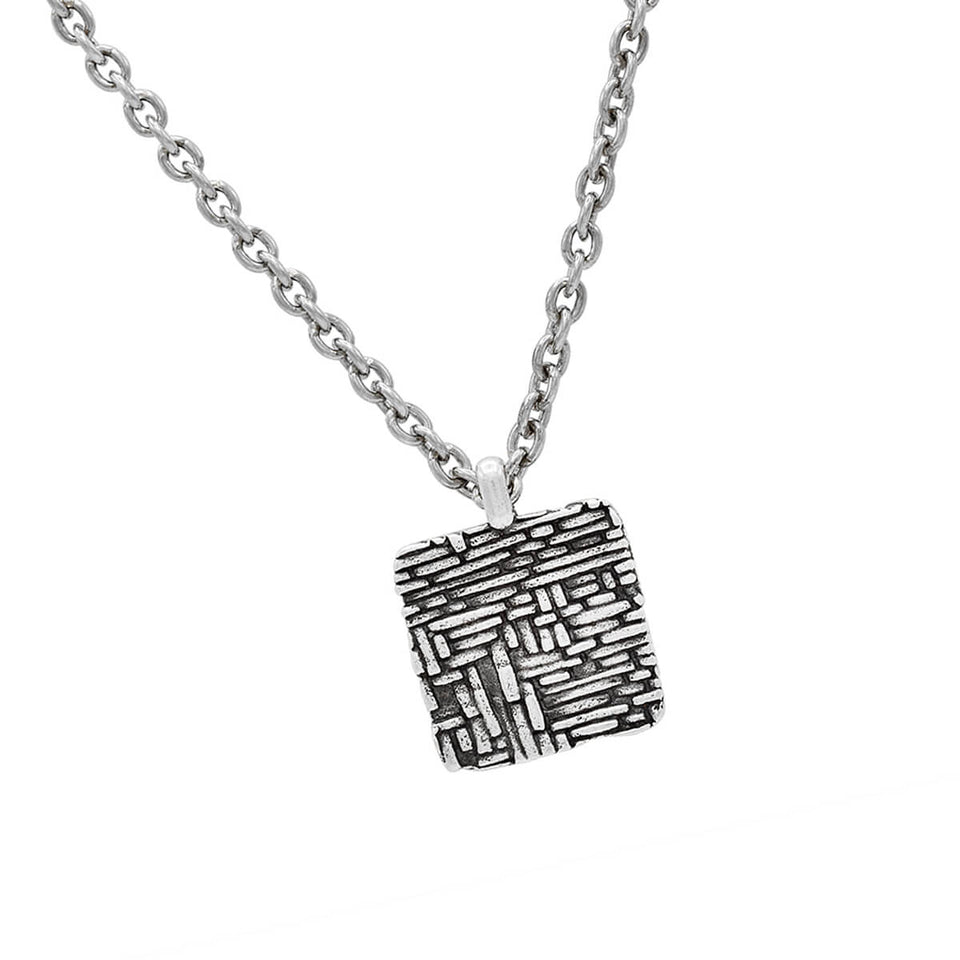 John Varvatos WOVEN TALISMAN Mens Pendant Necklace in Sterling Silver