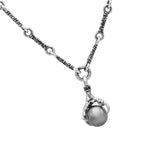 John Varvatos EAGLE CLAW TALISMAN Mens Pendant Necklace in Silver and Pearl - Reverse Side
