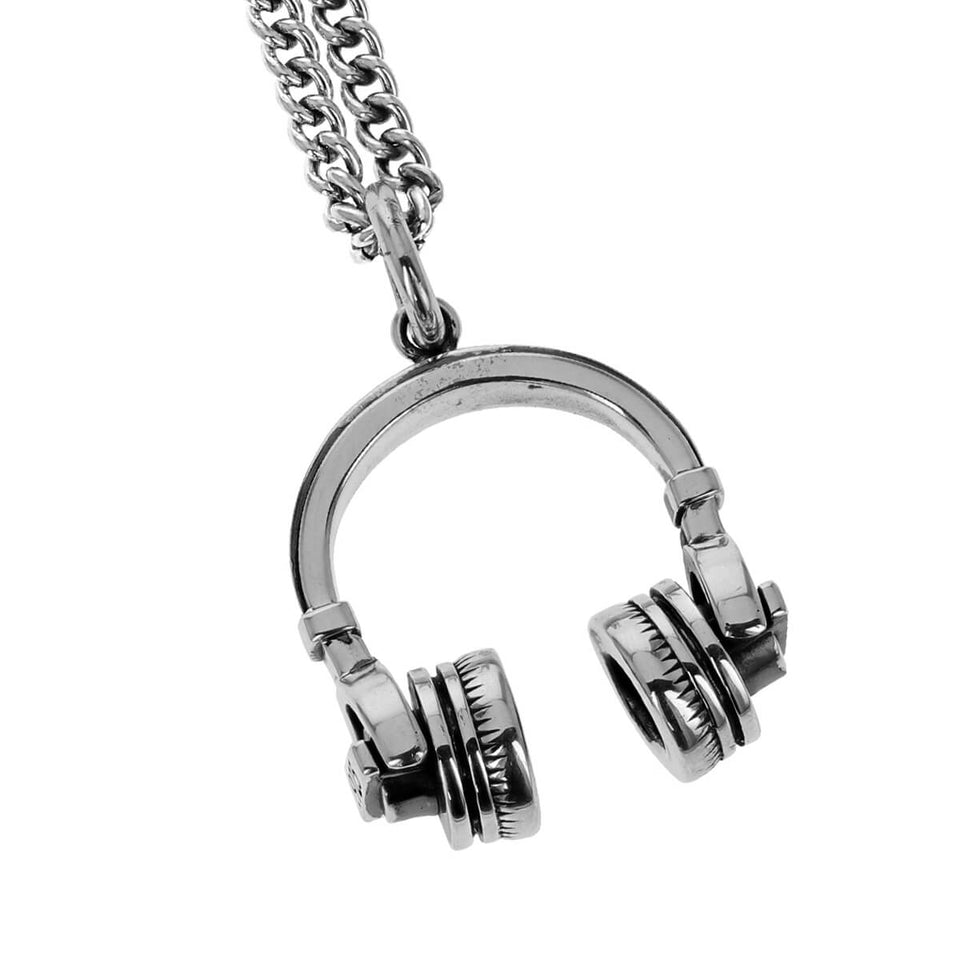 HEADPHONES Sterling Silver Pendant Necklace for Men by King Baby