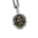SAINT CHRISTOPHER MEDALLION Silver and Gold Alloy Necklace for Men by King Baby
