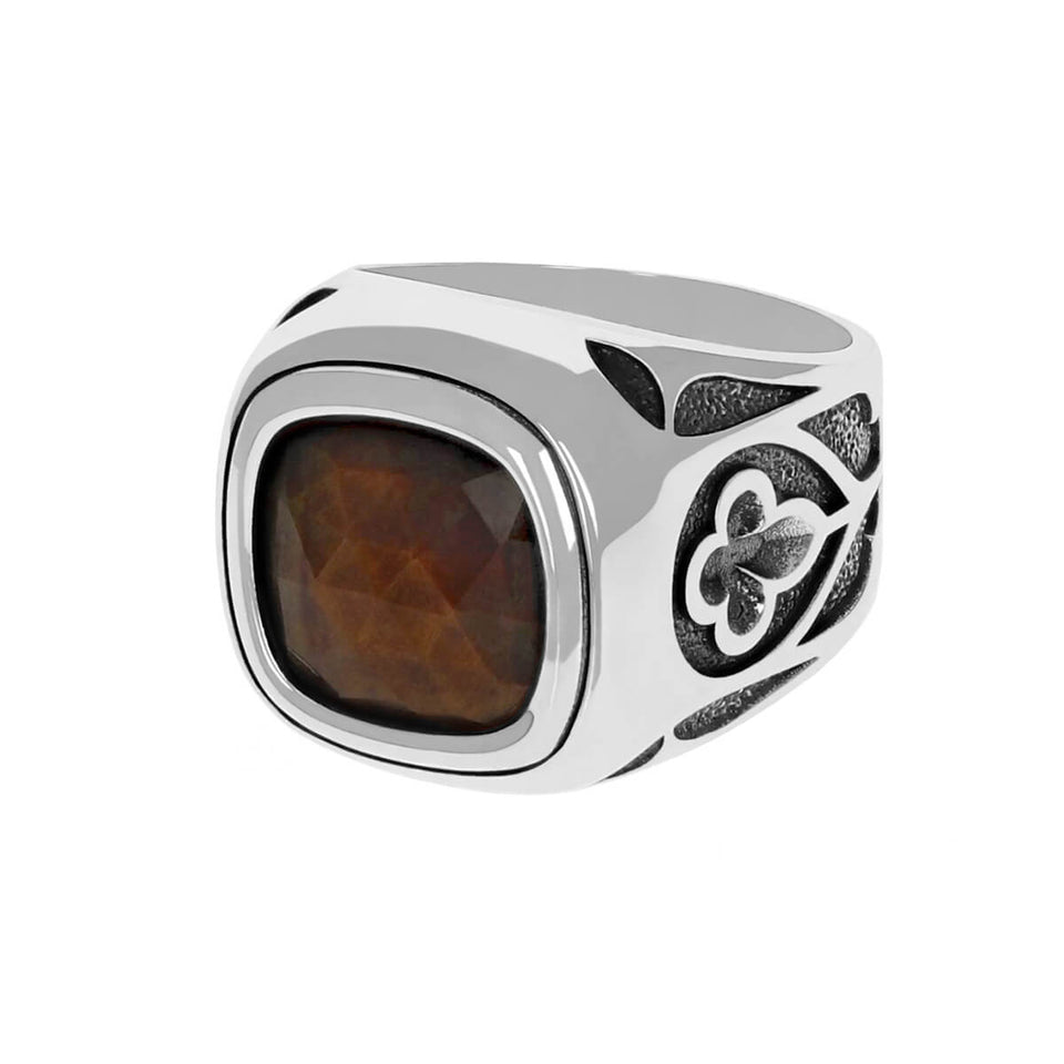 FACETED TIGER EYE RING for Men in Sterling Silver by King Baby Studio