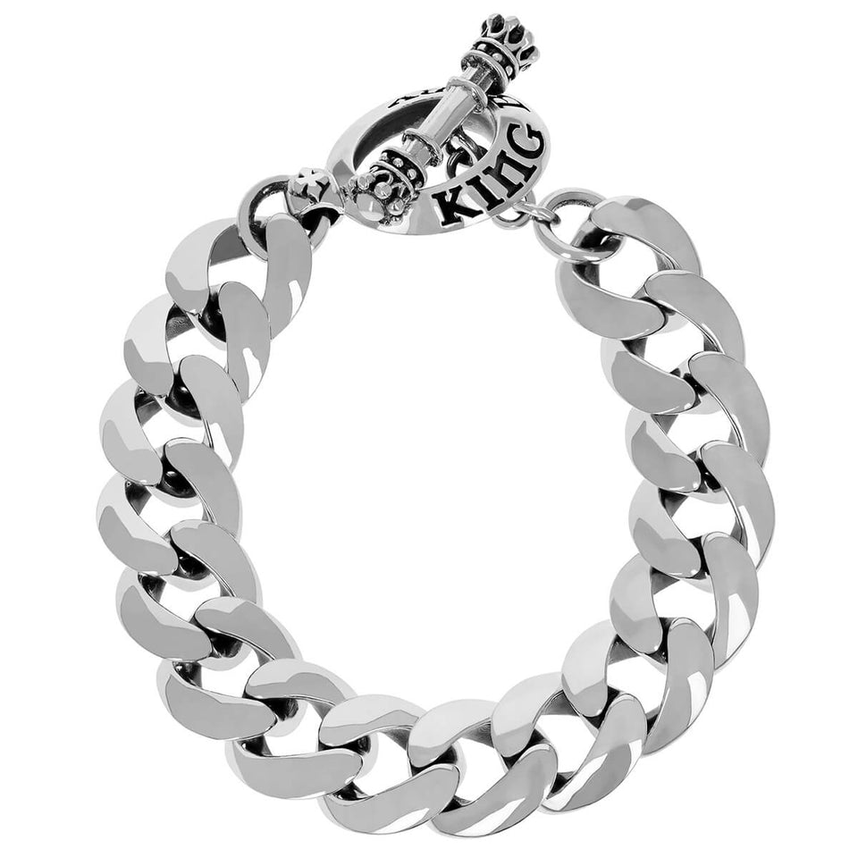 HEAVY DUTY CURB Link Bracelet for Men in Sterling Silver by King Baby