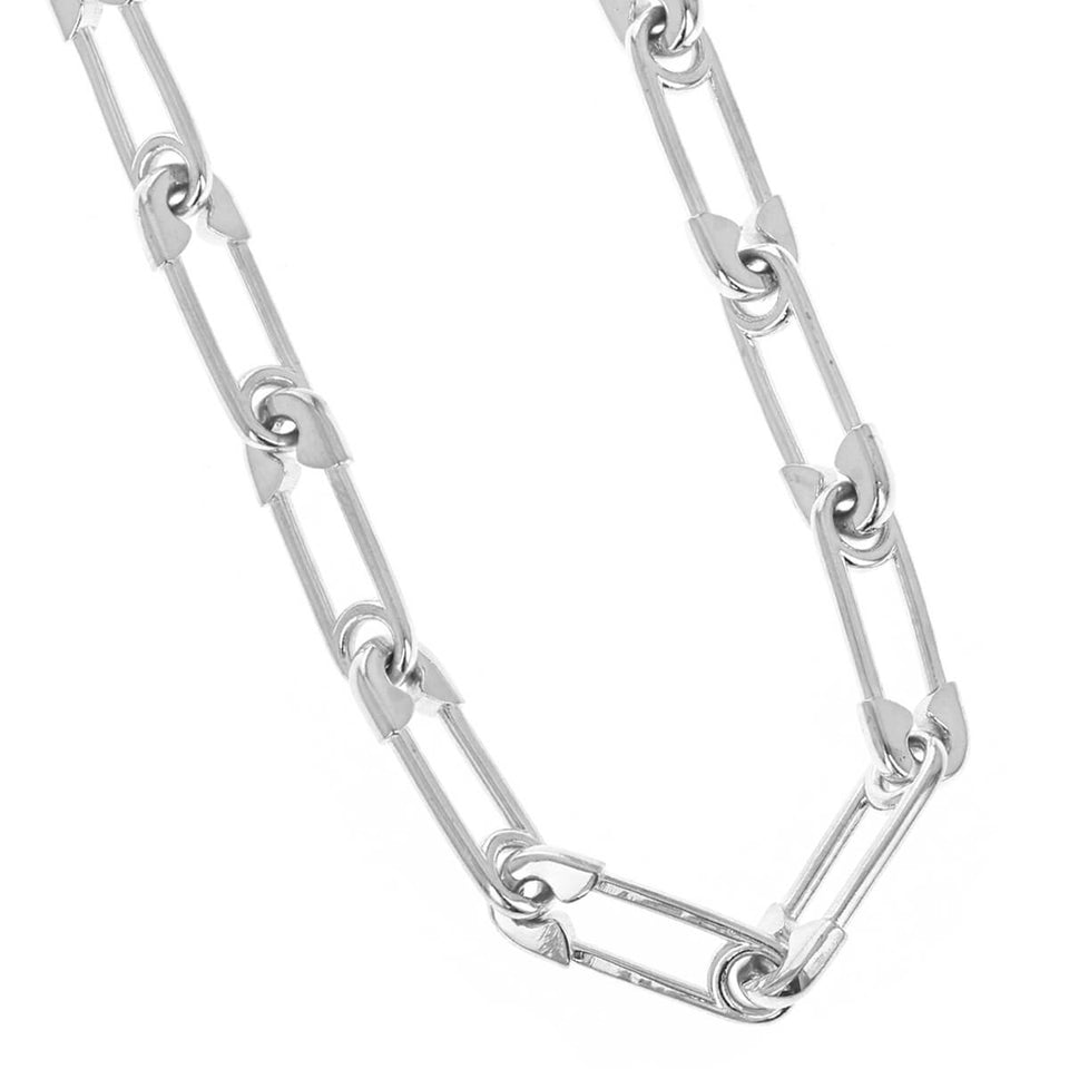 SAFETY PIN CHAIN Sterling Silver Necklace for Men by King Baby