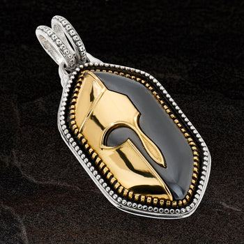 Konstantino SPARTAN HELMET Mens Necklace Pendant in Bronze and Hematite
