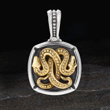 Konstantino BRONZE SERPENT TALISMAN Mens Necklace Pendant in Silver - Front View