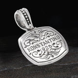 Konstantino BRONZE SERPENT TALISMAN Mens Necklace Pendant in Silver - Back View