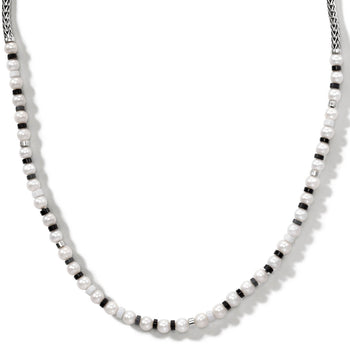 John Hardy Mens Colorblock Necklace Black Onyx Stone and Sterling Silver