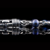 William Henry RAINSTORM Peacock Pearl Bead and Sterling Silver Mens Chain Necklace - Close-up
