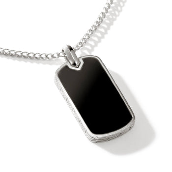 AWNL Men's Dog Tag Pendant Necklace with Meteorite Sterling Silver Chain  Gift for Men