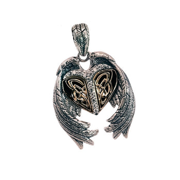 PPX364 Celtic Heart Necklace For Men Silver 10k Gold Keith Jack