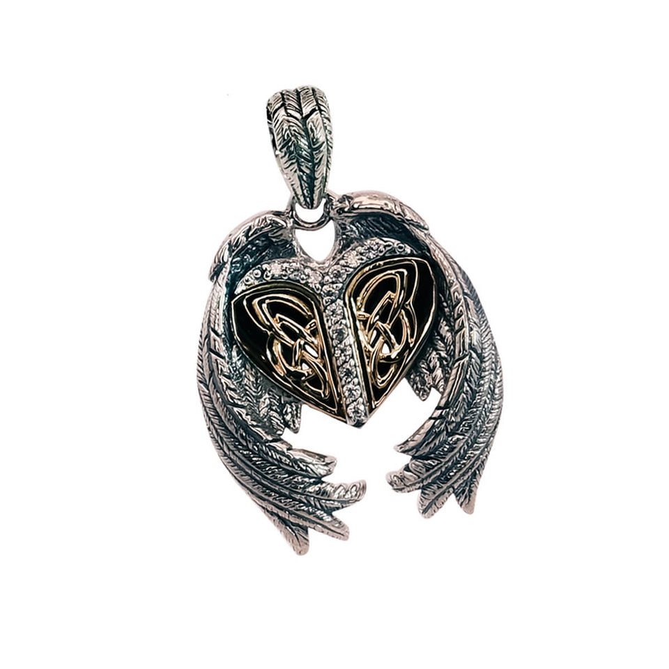 CELTIC HEART Necklace for Men in Silver and 10k Gold by Keith Jack