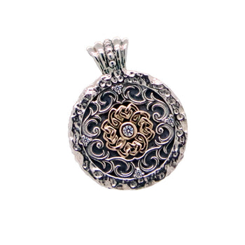 WHIRLPOOL Celtic Medallion Mens Necklace in Silver and 10k Gold by Keith Jack