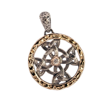 CELTIC KNOT CROSS MEDALLION Keith Jack Mens Necklace in Silver and 10k Gold