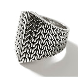 John Hardy Mens Wedge Ring Classic Link Design Sterling Silver