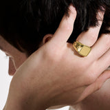 Model Wearing John Hardy Mens Signet Ring in 14k Gold