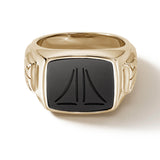 John Hardy Mens 14k Gold Signet Ring with Carved Black Onyx Stone