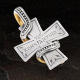 Konstantino BRONZE SERPENT CROSS Mens Necklace Pendant  in Bronze and Silver - Back View