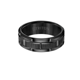 Triton SLATE RING Black Tungsten Carbide Paneled Mens Band Ring