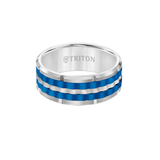Triton ELECTRON RING Blue and White Tungsten Carbide Ring for Men