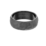 Triton BLACKSTONE RING Hammered Black Tungsten Carbide Mens Ring
