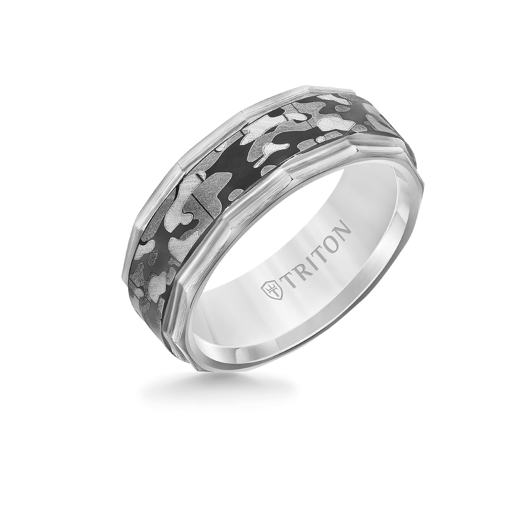 Triton MILITARY RING for Men in Tungsten Carbide w/ Camouflage Design