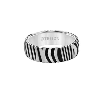Triton WHITE TIGER RING Tungsten Carbide and Damascus Steel Mens Ring
