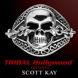 Scott Kay UNKAGED SKULL Chained Eyes Sterling Silver Mens Skull Ring