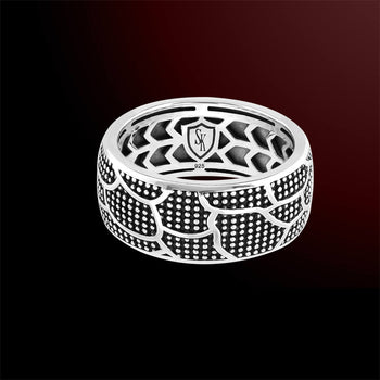 SNAKE SCALE Mens Sterling Silver Band Ring by Scott Kay