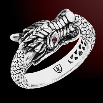RUBY DRAGON RING for Men by Scott Kay in Sterling Silver