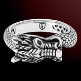 RUBY DRAGON RING for Men by Scott Kay in Sterling Silver - Side View