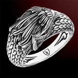 EAGLE RING for Men by Scott Kay in Sterling Silver with Red Rubies