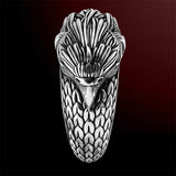 EAGLE RING for Men by Scott Kay in Sterling Silver with Red Rubies - Front View