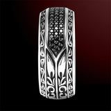 Scott Kay BLACK SAPPHIRE MEDIUM Sparta Engraved Ring for Men in Sterling Silver - Front View