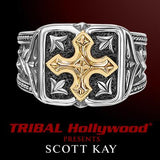 UnKaged Gold GOTHIC CROSS Sterling Silver Mens Ring - Scott Kay