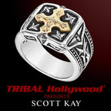 UnKaged Gold GOTHIC CROSS Sterling Silver Mens Ring - Scott Kay