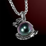 BLACK PEARL DRAGON NECKLACE for Men by Scott Kay in Sterling Silver