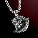 BLACK PEARL DRAGON NECKLACE for Men by Scott Kay in Sterling Silver - Back Side