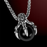 DRAGON CLAW NECKLACE for Men by Scott Kay in Sterling Silver and Black Pearl - Back Side
