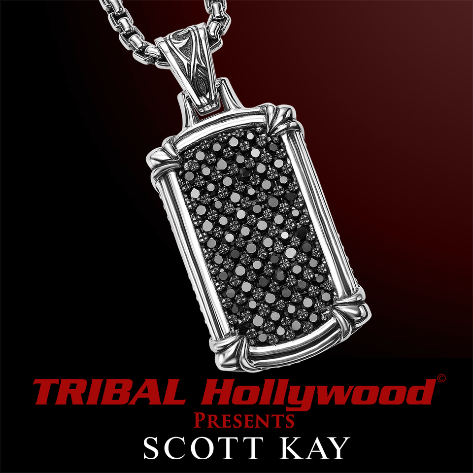 BLACK SAPPHIRE LARGE DOG TAG Sterling Silver Necklace by Scott Kay