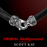 RIVETED SILVER BAND Black Leather Bracelet by Scott Kay