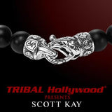 Scott Kay CHEVRON BLACK ONYX and Silver Beaded Mens Bracelet