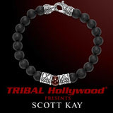 Scott Kay RED SHELL PEARL Black Onyx Bead Bracelet with Chevron Beads