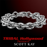 Unkaged DOUBLE RINGLET Silver Link Scott Kay Mens Bracelet