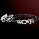 HOWLING SKULL Sterling Silver and Black Leather Mens Bracelet by Scott Kay