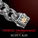 UNKAGED CHAINED SKULL Scott Kay Mens Sterling Silver Bracelet