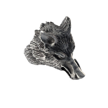 WOLFS HEAD RING Silver Carved Wolf Mens Ring by BICO Australia