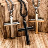 APOSTLE CROSS BLACK Steel Cross Chain Pendant for Men
