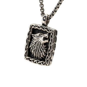 Petrichor HOWLING WOLF AMULET Mens Pendant Necklace by Keith Jack - Medium