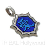 Bico Ai Qing Love Chinese Word Symbol Mens Necklace Pendant Blue