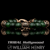 William Henry EMBRACE STRENGTH Green Jade and Rose Gold Mens Bracelet